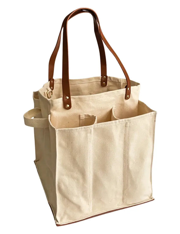 Heavy Canvas Tote Bag | Reusable Multi-Pocket Market Tote