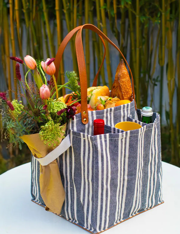 Heavy Canvas Tote Bag | Reusable Multi-Pocket Market Tote