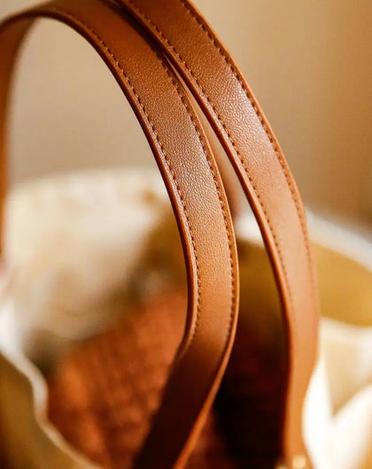 Deluxe Canvas Market Tote with Genuine Leather
