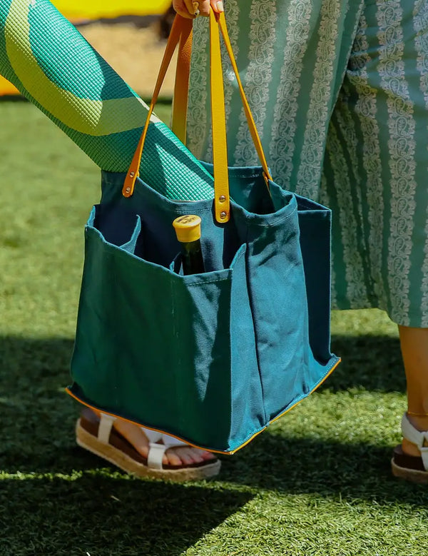 Heavy Canvas Tote Bag | Reusable Multi-Pocket Market Tote