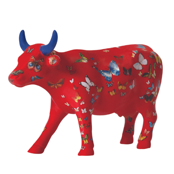 Klaricious Butterfly Cow Figurine (Medium Ceramic)
